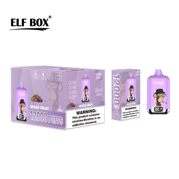 elf box digital 12000 puff disposable e cigarette with led display