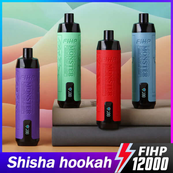 factory wholesale fihp shisha hookah 12000 puffs disposable vape with led display